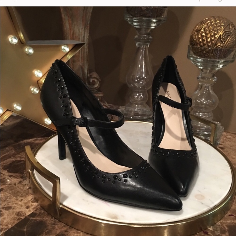 Nine west studded heels black size 10 collection